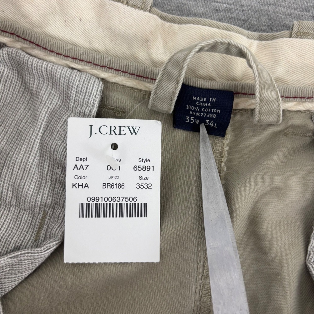 J.Crew Broken-In Chino Pants Mens 35x32 Khaki Tan Cotton Straight Leg NEW - Picture 4 of 10